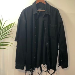 Black Denim Distressed Shirt